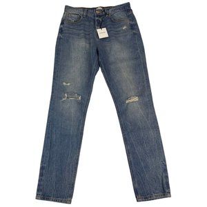 NWT Sneak Peek Women's Straight Distressed Jeans 3 26W Blue 100% Cotton Denim